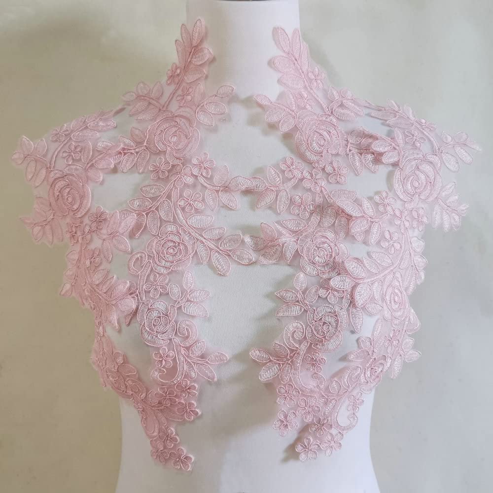 Amazon.com: Embroidered Car Bone Lace Paste Flower Wedding Dress Evening  Dress Children's Headdress Cuffs DIY Accessories Lace Fabric Accessories ( Pink)