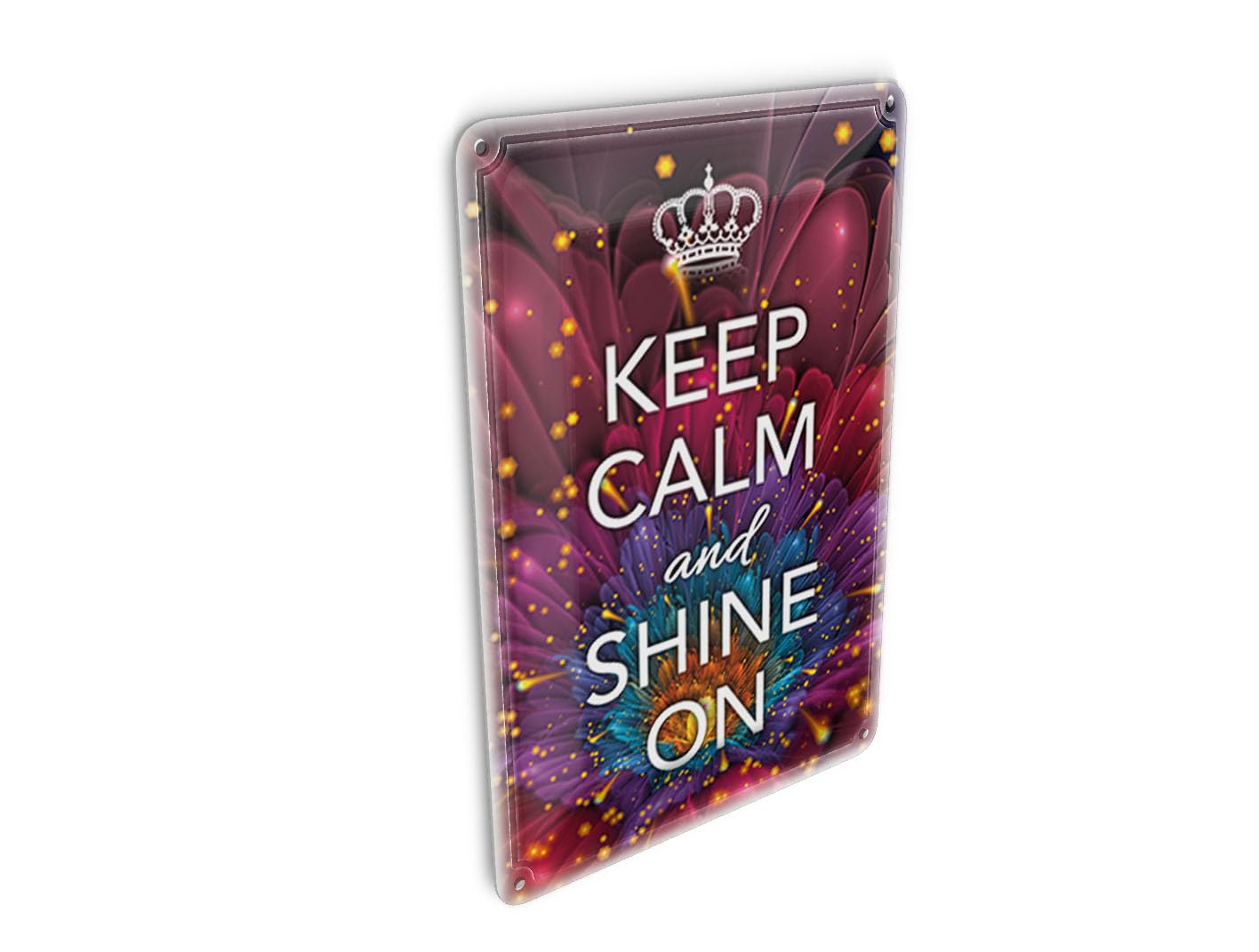Femer Girls Multicoloured Tin Postcard With Saying 10 X 14 Cm Keep Calm And Shine On Metal Decorative Sign
