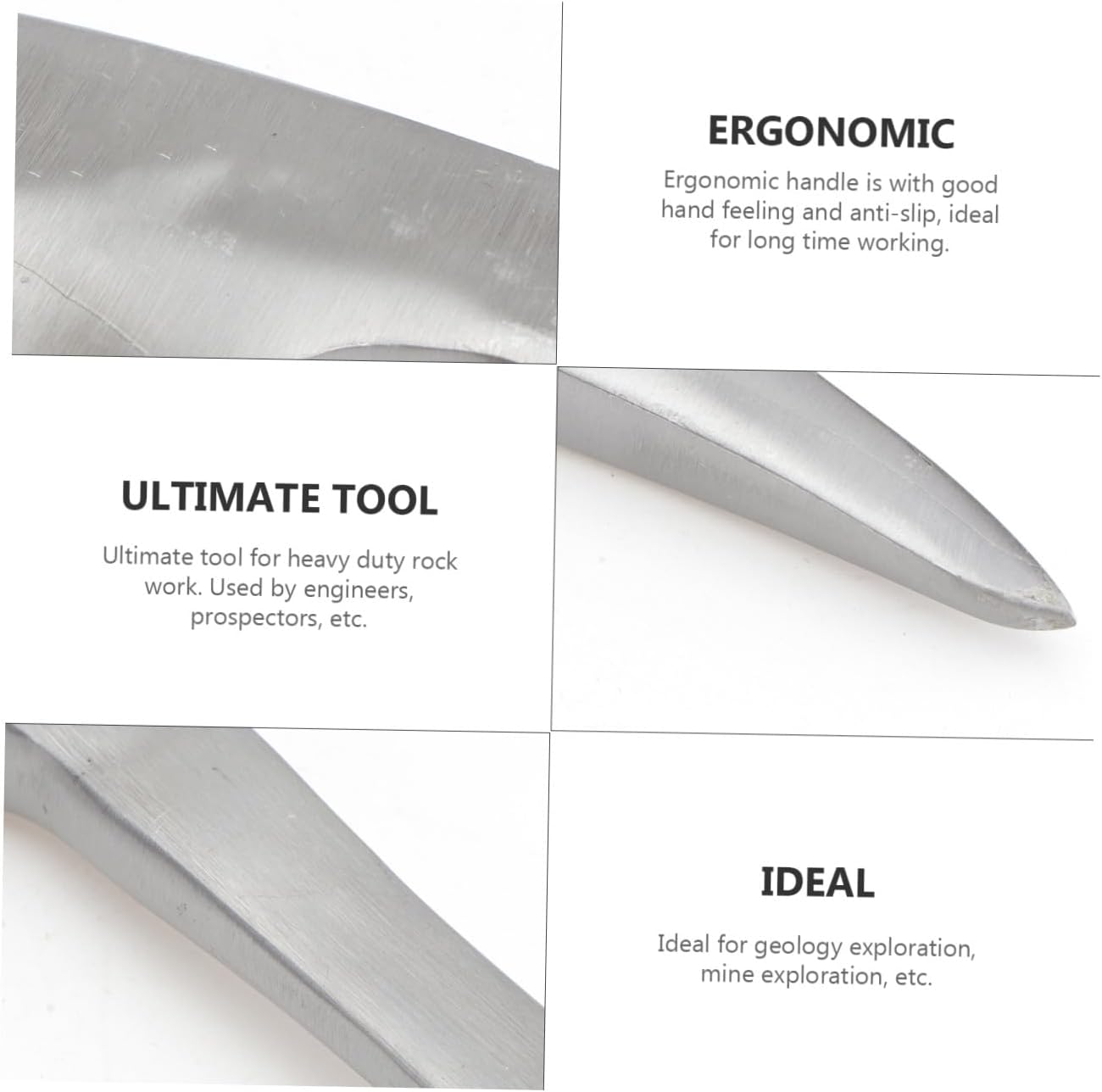 Hemoton Multifunctional Pointed Geological Hammer Durable Mining Tool for Rock Chipping and Masonry Ergonomic Anti-slip Handle for Geology Exploration Large