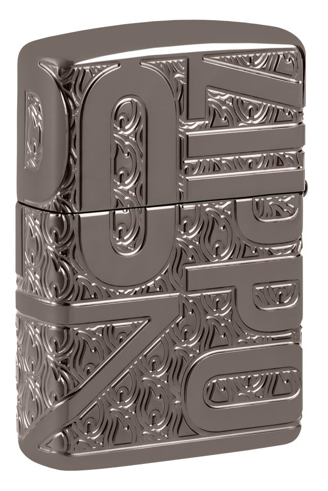 Zippo Reverse Carve Design Armor Black Ice Pocket Lighter