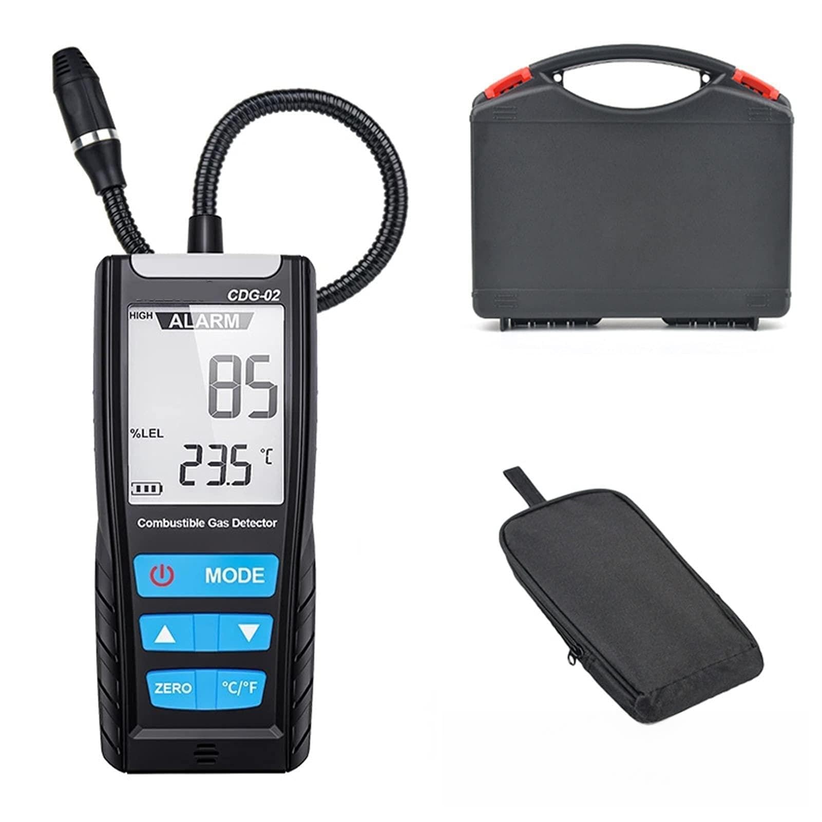 Gqnblvhzupdm Cgd02 With Bag Gas Leak Detector Lcd Gas Analyzer Combustible Detector Handheld Carbon Monoxide Meter Portable Co Leak Monitor Tester(Cgd02 With Bag)