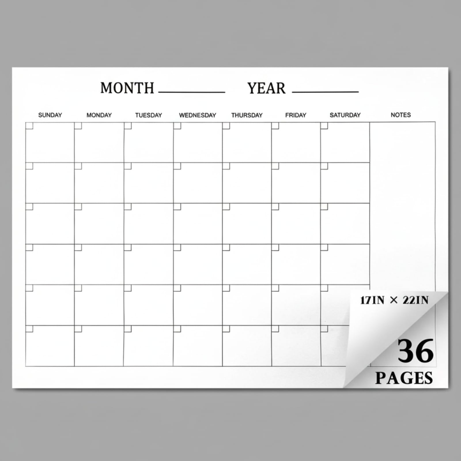Colarr 36 Sheets Large 22 x 17 Inches Monthly Blank Calendar Sheets 2026 Blank Calendar Pages Desk Pad Undated Schedule for Office Workers Planning and Organizing-picture-18