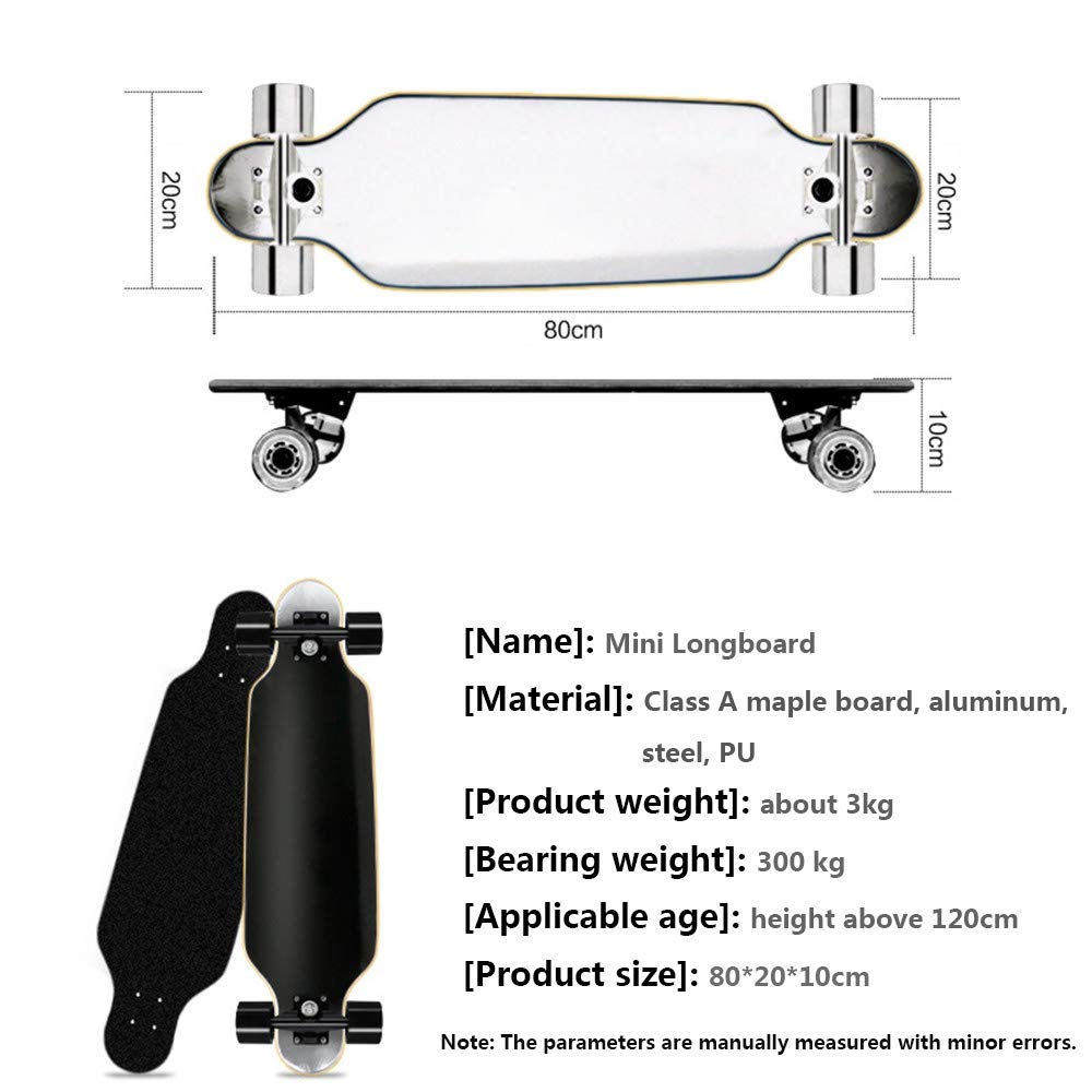 Patineta de 31 ", patineta Completa Cruiser 7 Layer Maple Double Kick Deck Tabla cóncava para Principiantes y Profesionales, Longboard de Color sólido,Rojo