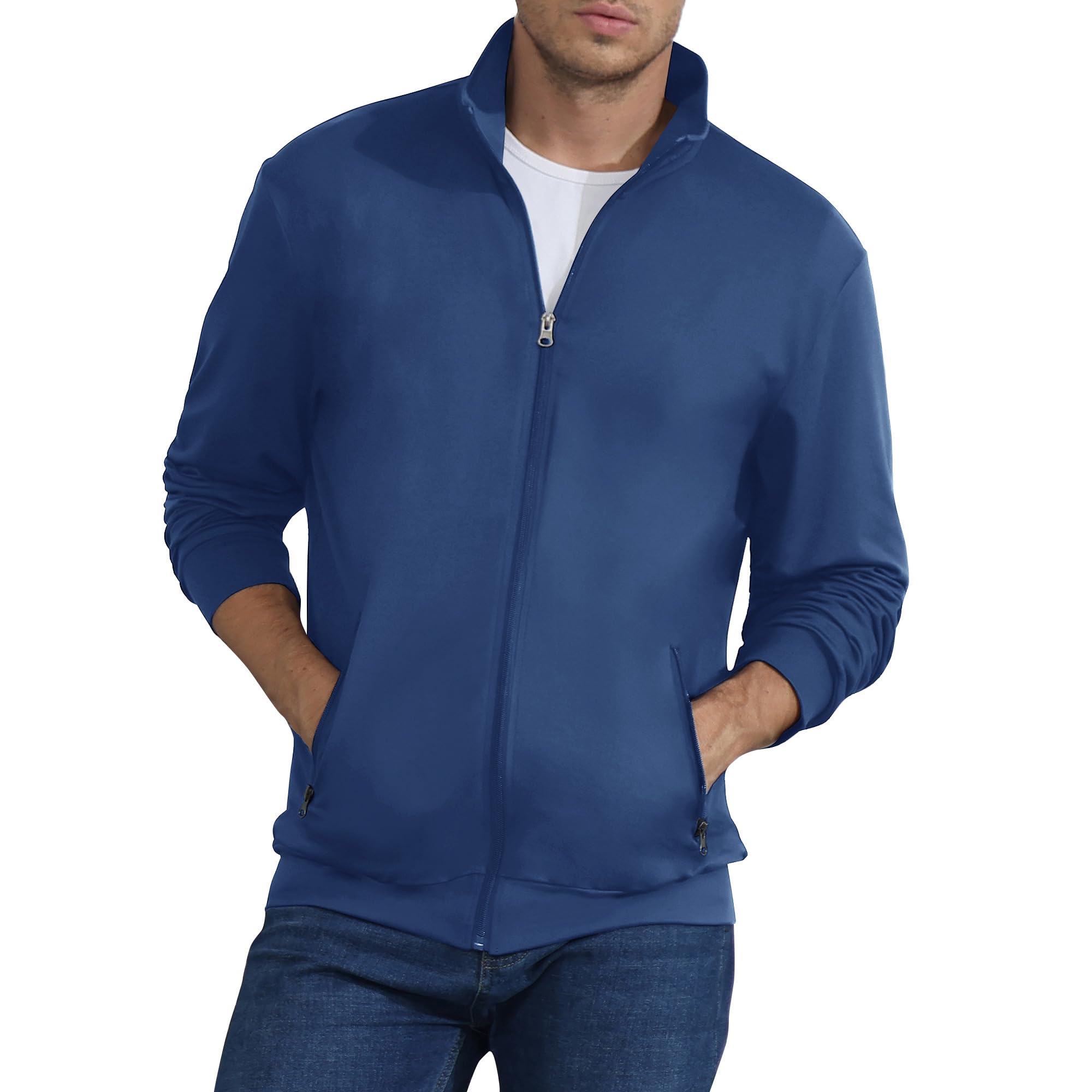 CTUMens Sweatshirt Full Zip Active Stretchable Jacket Lightweight Long Sleeve Jacket