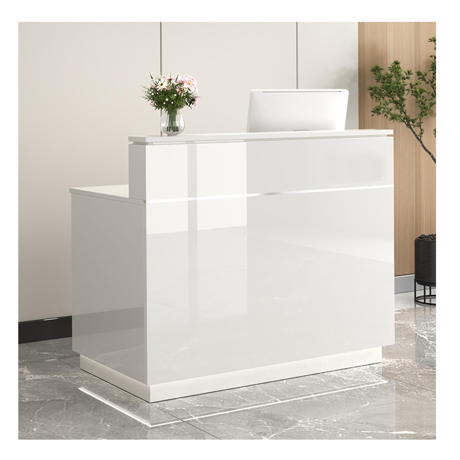 Bureau de réception à compartiment ouvert pour magasins et salons de beauté 70 cm Table de réception Caisse Station de vente au détail élégant
