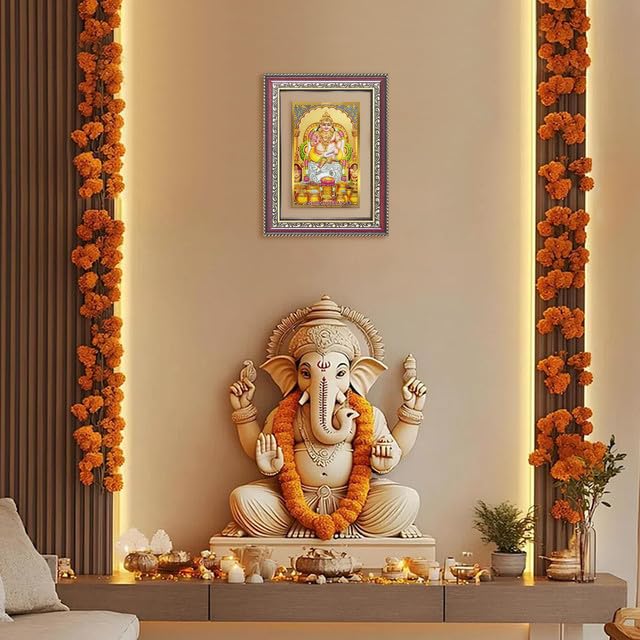 Image of DIVINITI Lord Kuber 24K Gold Plated Foil Wall and Tabletop Photo Frame for Home Decor, Puja Room, Luxury Gifting | DG Frame 105 S2.5 (26x20 CM)