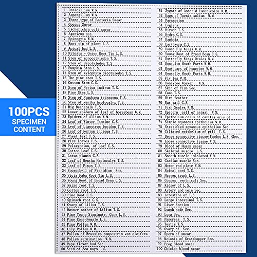 Uscamel RDMT-WS-642 100 Prepared Microscope Slides With Specimens For Kids Adults - Bacterium, Fungus, Human Tissues, Mitosis, Plants, Insects, Animals Cells Samples thumb #1