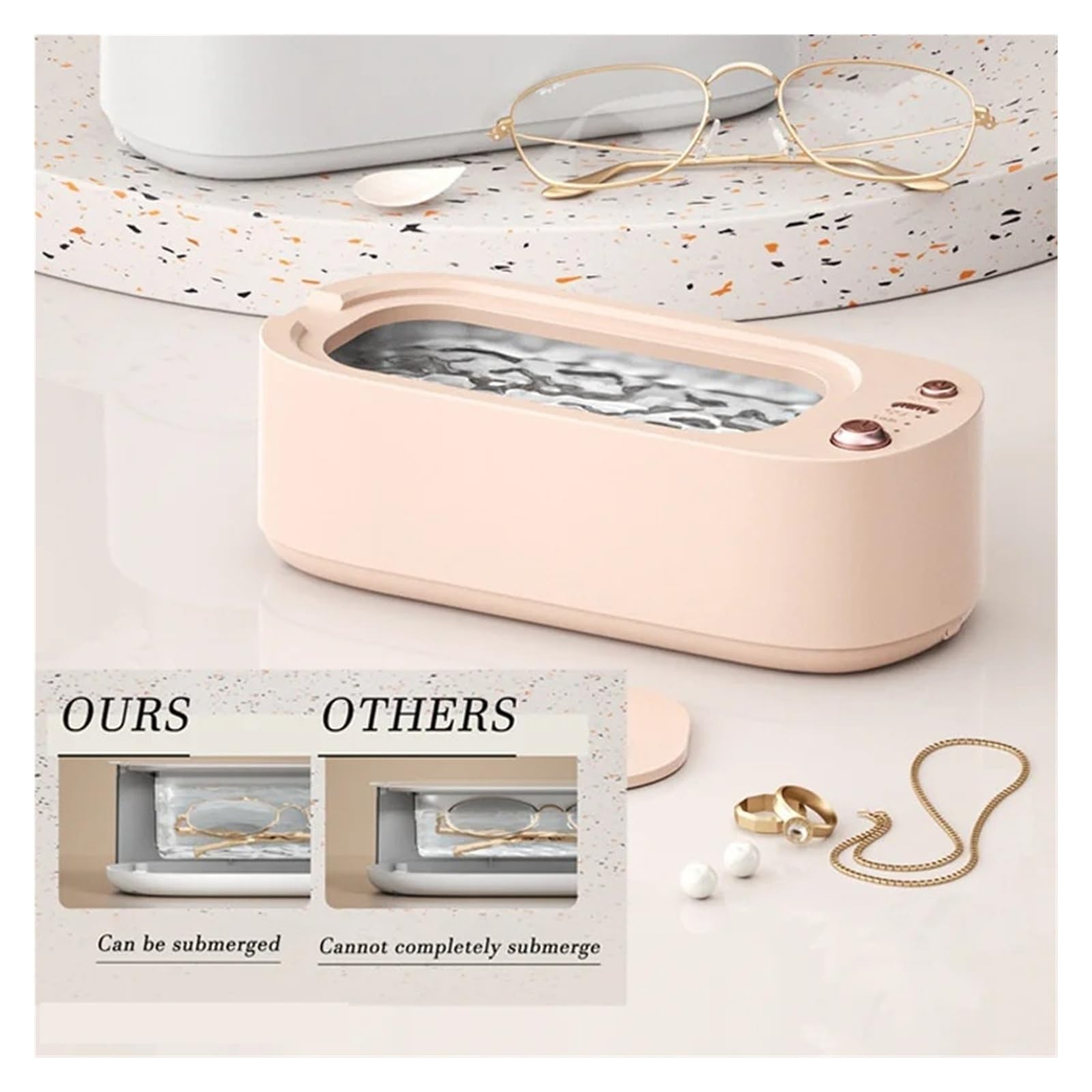 Nettoyeur à ultrasons, Nettoyeur à ultrasons portable 550 ml, appareil de nettoyage ménager for bijoux et bagues(Groen)
