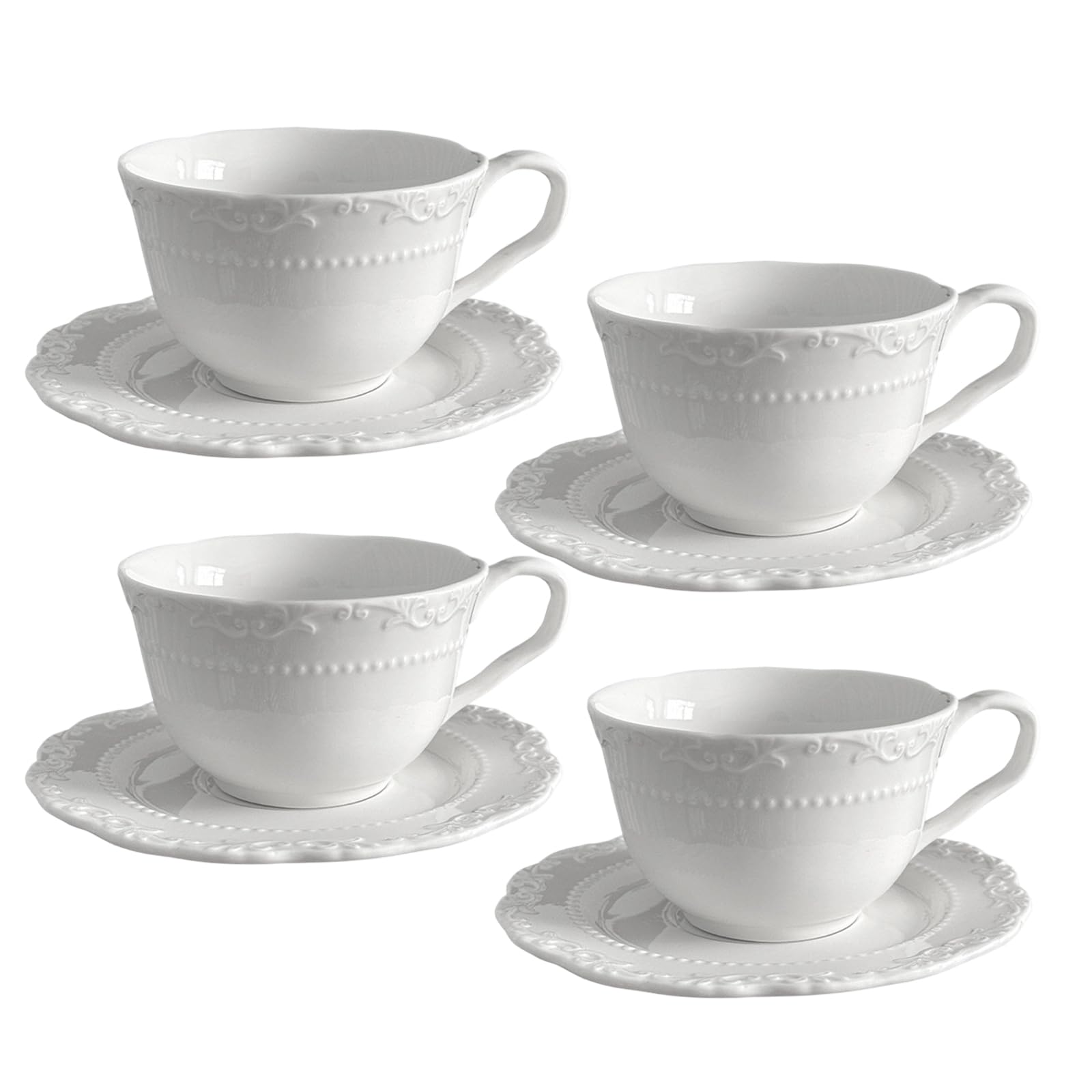 Tasses à Cappuccino 180ml Porcelaine Blanche Service à Café et Thé Long