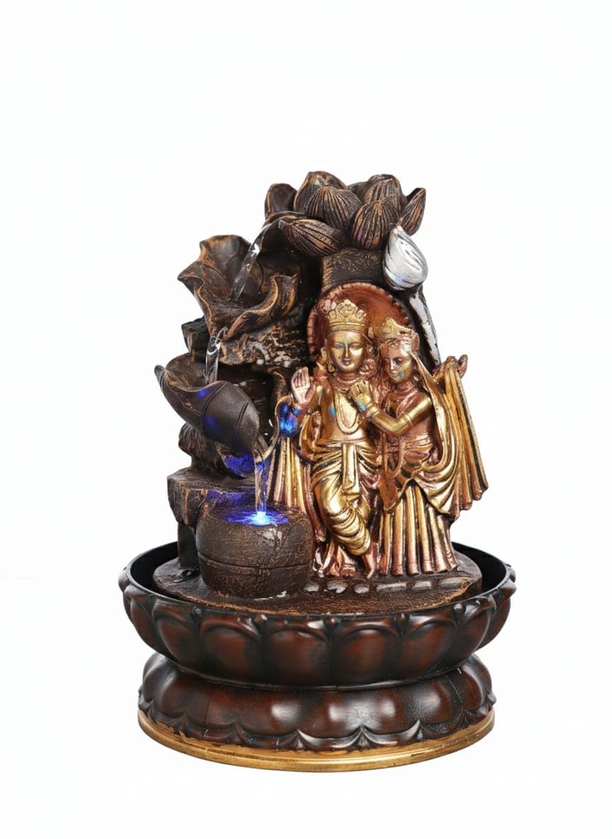 Multicolor Radha-Krishna Fountain for Home Decor Waterfall with led Light - Gift for Home Decor, Garden, Living Room or Table-image-45