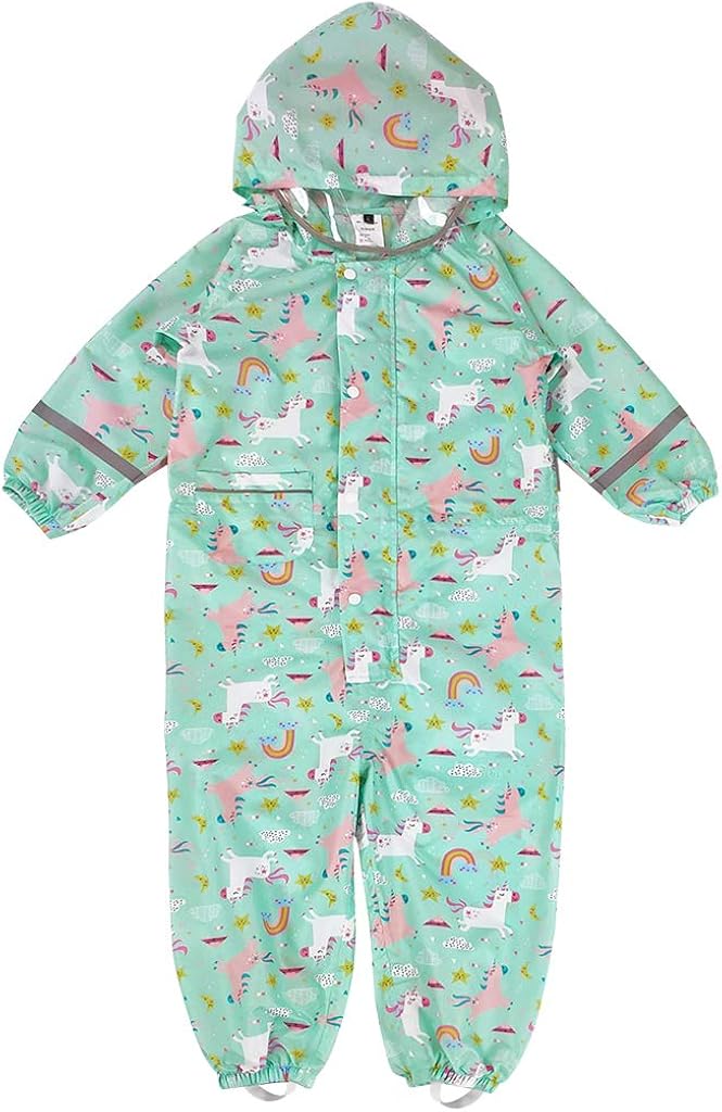JiAmy Kids One Piece Rain Suit Boys Girls Waterproof Rainsuit Toddler Rain Coat Coverall for 2-8 Years: Clothing, Shoes & Jewelry