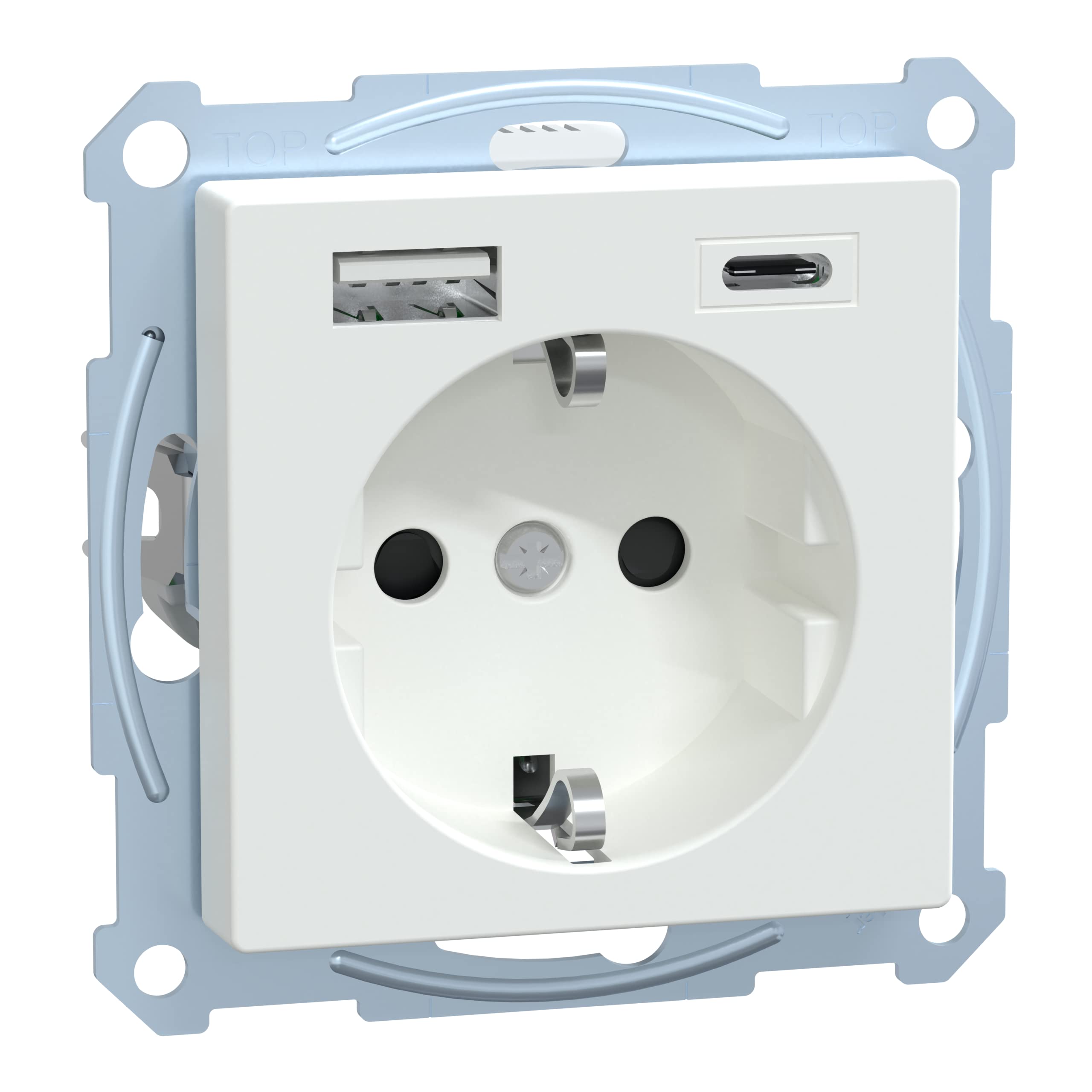 Schneider Electric Merten MEG2367-0325 gniazdo wtykowe USB Schuko, typ USB A+C, system M, podtynkowe, aktywna biel, numer artykułu