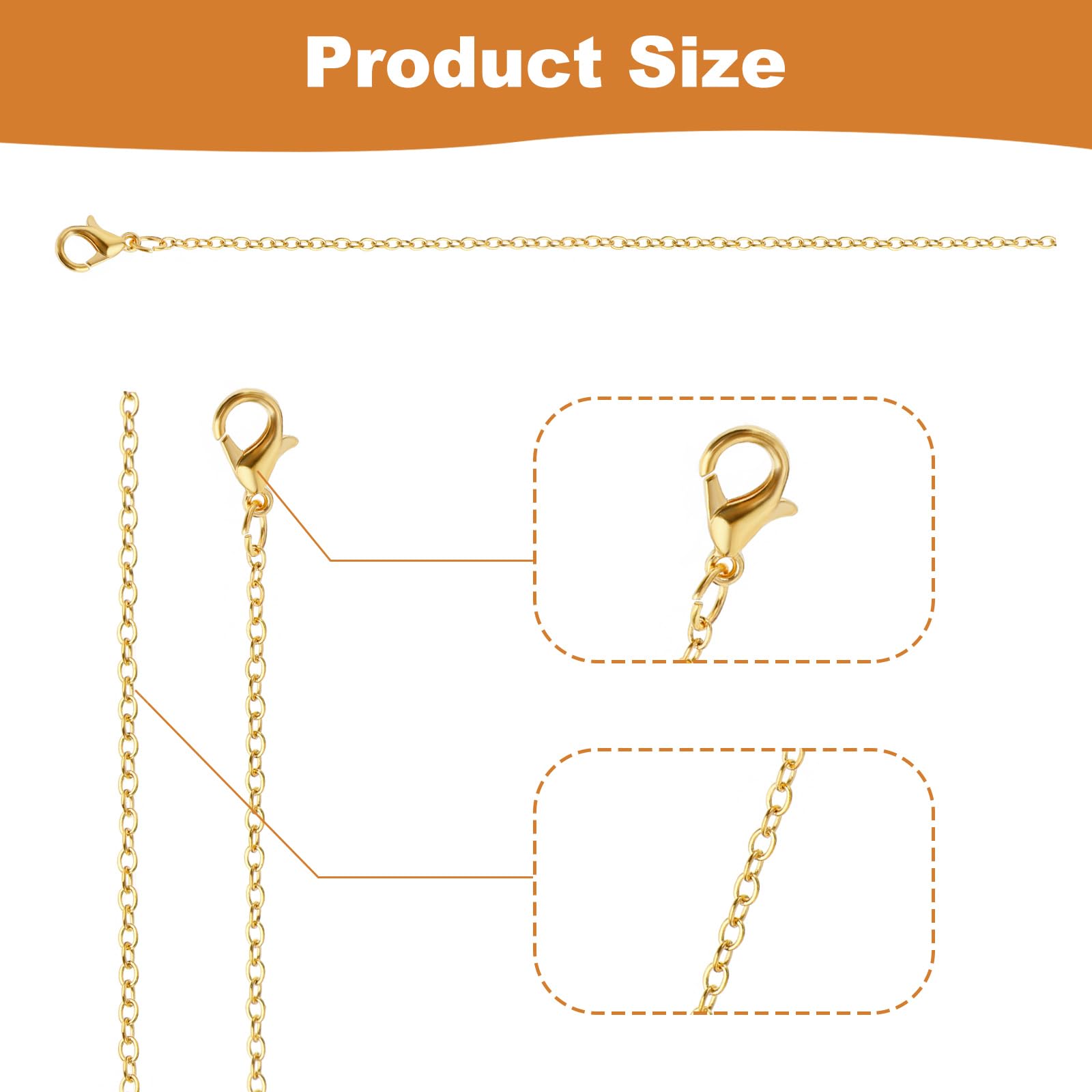 Qianyu 12 Pieces Necklace Chains for Jewelry Making with Lobster Clasp Gold and Silver Plated DIY Jewelry Charms Round Link Snake Necklace Chains for Girlfriend Wife Lover Mother 18 Inches