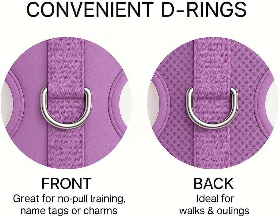 Premium Lavender Dog No Pull Harness Purple Neoprene Silver Hardware Reflective Adjustable Sport Breathable Lightweight Pet Sale Neutral Unisex (L: Neck=16''/Chest=20-28'')