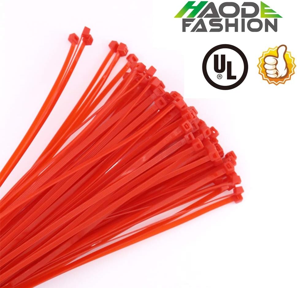 Long Cable Ties Color Red 14 inch 100 pcs, Durable Zip Ties Strong 50 lbs Strength, Heavy Duty Cable Management for Large Objects, Holiday Party Decoration (14 inch, Red, Outdoor Use)