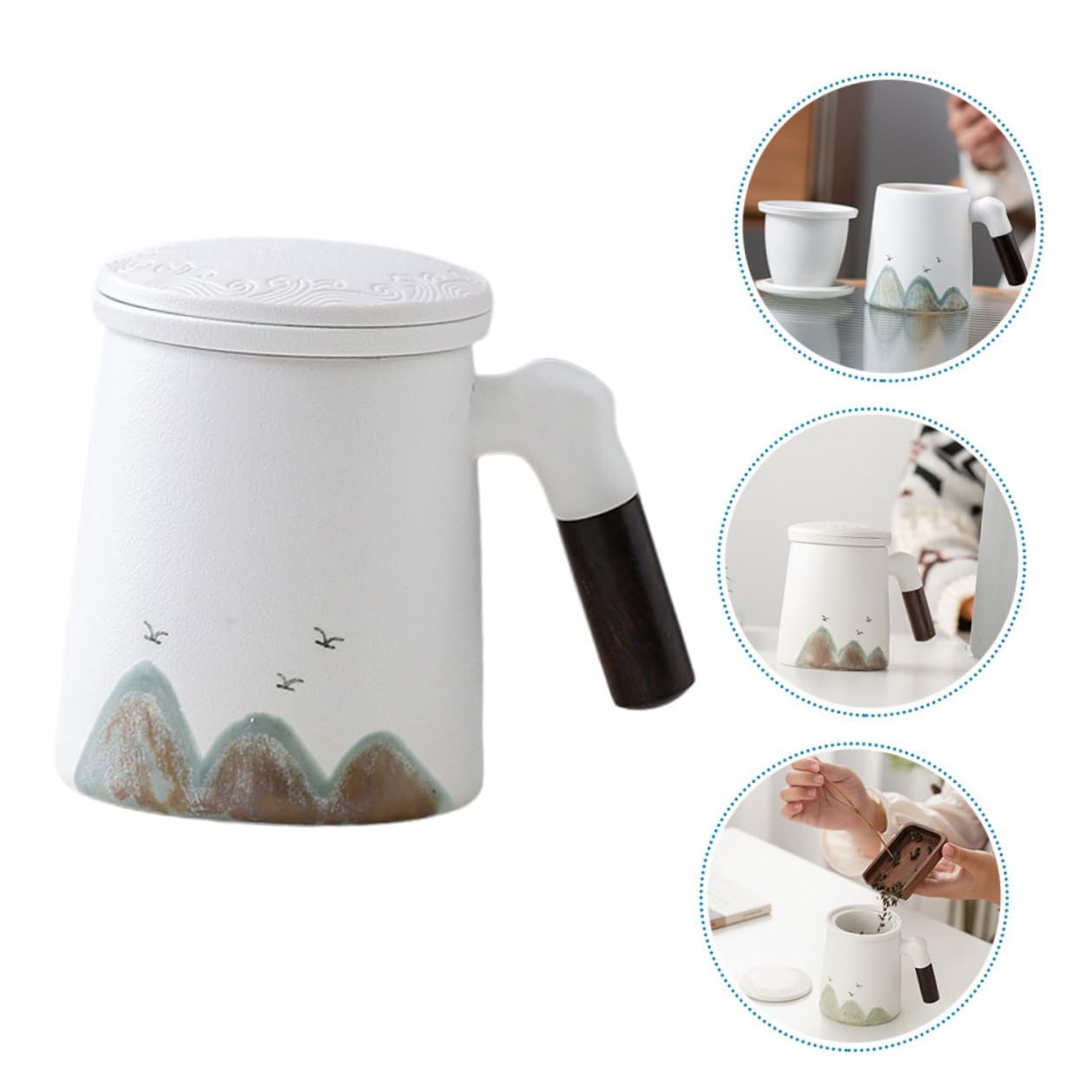 Gadpiparty Taza de Cerámica con Infusor y Tapa Taza Pequeña para Té con Filtro Integrado Color Diseño Compacto y Ligera para Uso Doméstico y Oficina