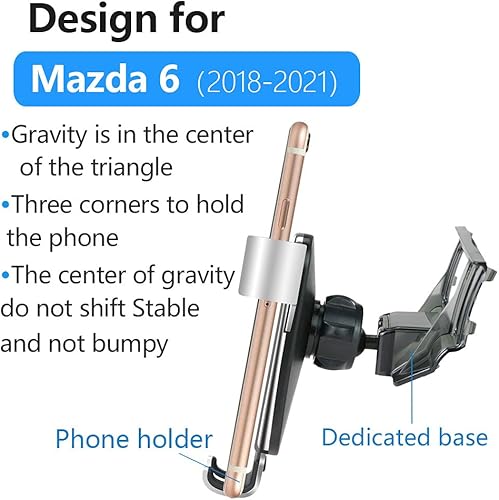 Miniatura 6 de musttrue LUNQIN Soporte para teléfono de automóvil para Mazda 6 2018-2020 teléfonos grandes con fundas Accesorios de automóvil soporte de navegación
