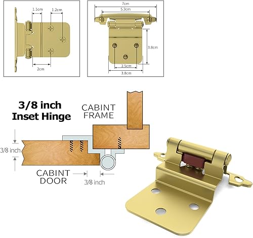Miniatura 4 de Chibery Bisagras de gabinete de 38 pulgadas, paquete de 6 bisagras de montaje frontal de cierre automático con parachoques de puerta, accesorios