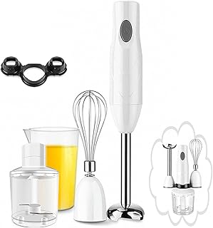 Mélangeur À Main 4 En 1, Mélangeur À Bâton De 150 W, Mélangeur Avec Bécher À Mélanger De 600 Ml, Hachoir À Aliments De 500 Ml, Accessoire De Fouet À Œufs, Peut Être Utilisé Pour Faire De La Crème