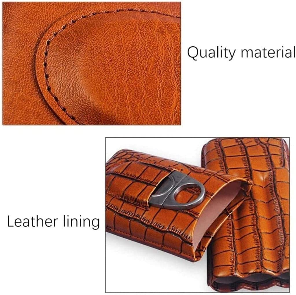 Humidor scatola Scatola per sigari portatile, umidificatore per sigari in pelle per 3 sigari, con forbici in acciaio inossidabile, regalo per umidificatore in legno di cedro per uomo Personalizzato