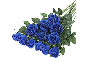 Mesmerizing 12PCS Artificial Blue Silk Roses: Lifeline for Azure Adornments