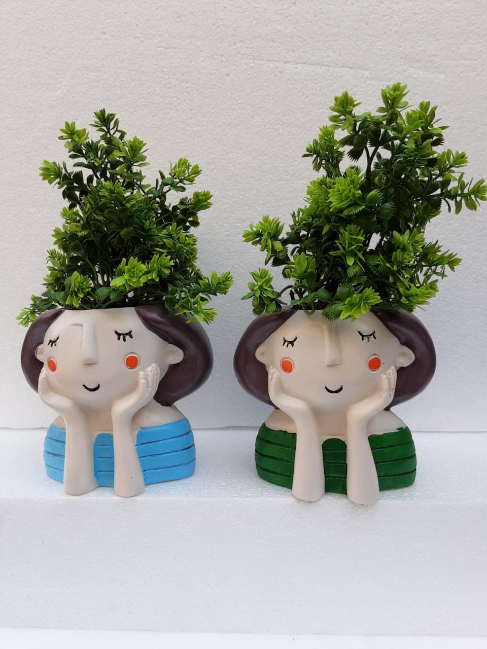 MEHRAS LIFE STYLE Resin Cute Pots Combo Blue and Green Thinking GirlSet of 2 PC (B0BZDN1WM3) Amazon Price History, Amazon Price Tracker