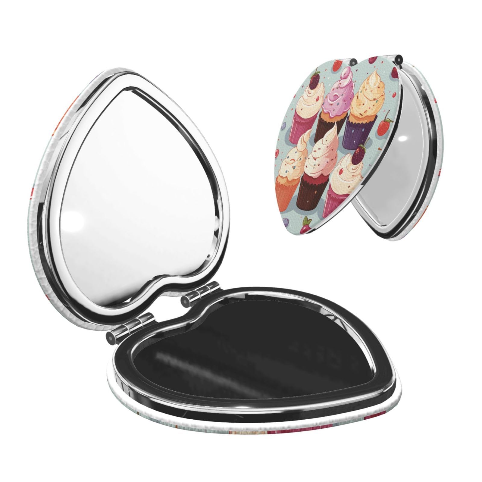 DWVTSLH Cupcakes Compact Mirror for Purse, Double-Sided 2X/1X Magnifying Mirror for Women Men, Travel Makeup Mirror for Handbag, Handheld Vanity Mirror for Gift