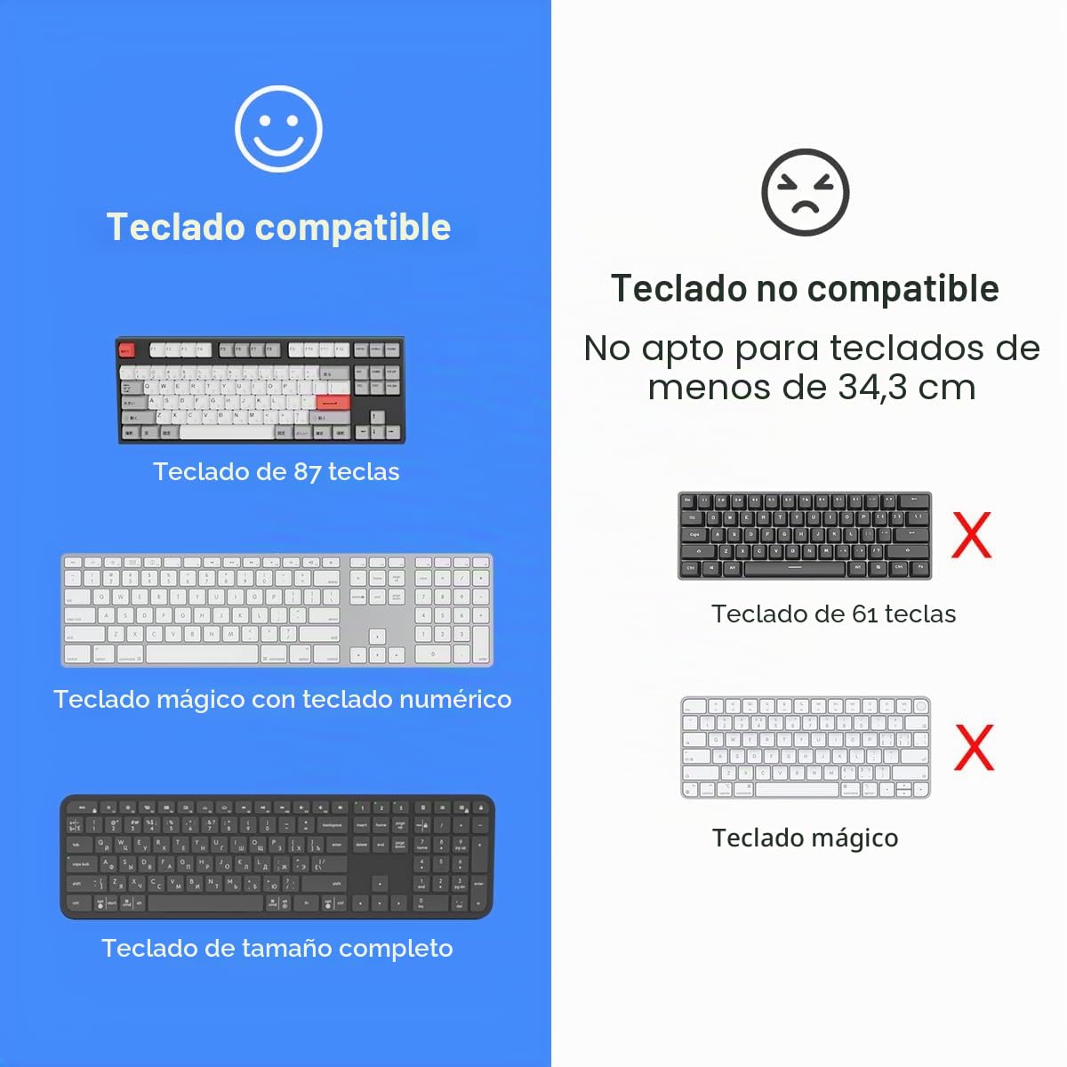 Suptek Soporte Acrílico Transparente Inclinado para Teclado de Ordenador, Soporte de Bandeja para Teclado, Funda de Silicona Antideslizante para Escritorio de Oficina, Hogar, Escuela, A001