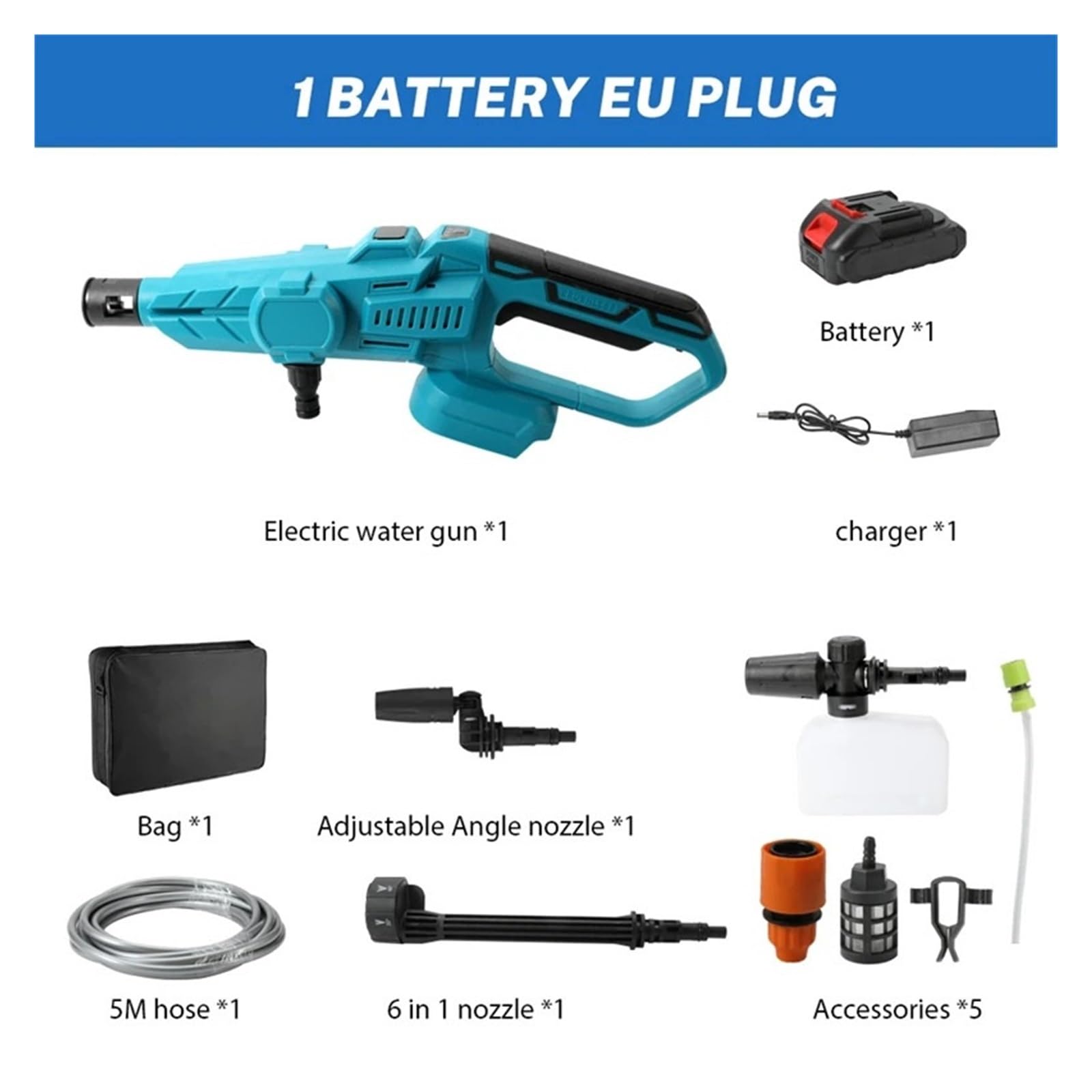 Lavadora Eléctrica De Alta Presión Sin Escobillas, 3500W, 200bar, 3 Engranajes, Pistola Agua For Lavado Coches, Herramienta Riego Jardín For Batería 18V Potente Chorro A PresióN