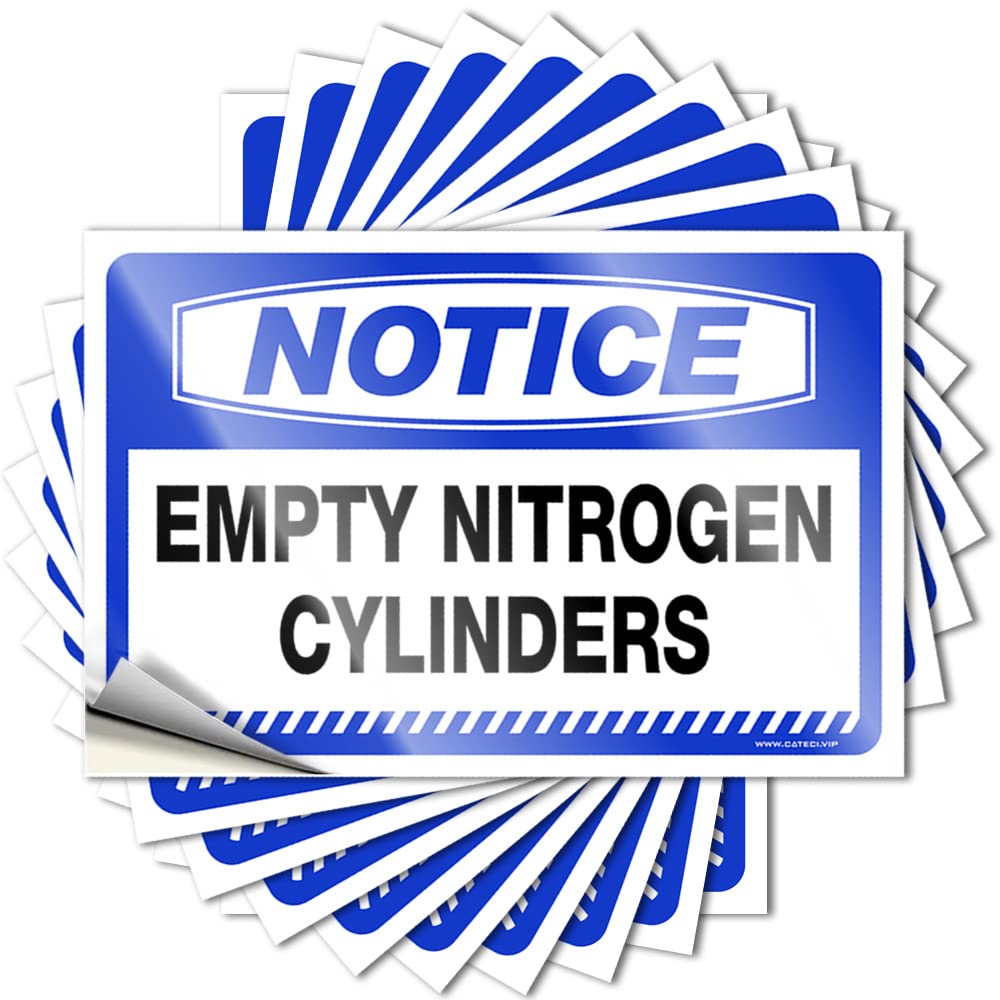 Hardhat Stickers and Decals Notice Empty Nitrogen Cylinders Stickers 10 Pcs Stickers for Car Bar Accessories for Man Cave(6X9CM)
