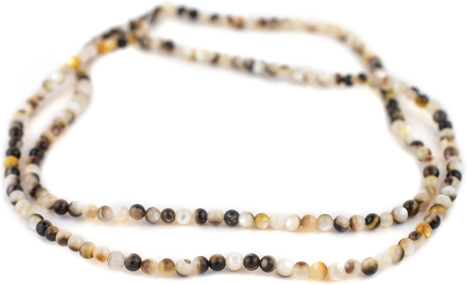 The Bead Chest Round Black & White Shell Beads (4mm)