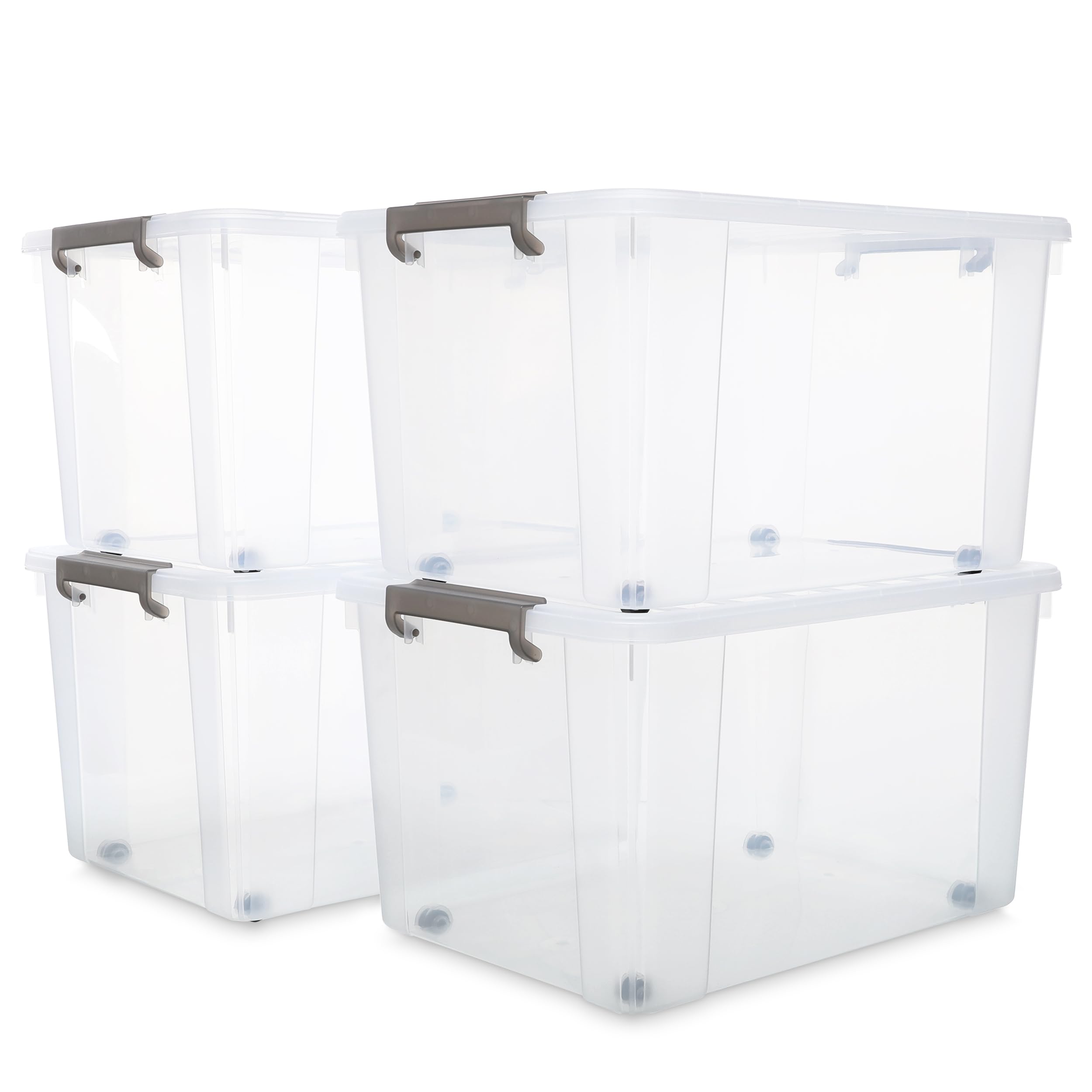 Citylife 69 QT Plastic Storage Bins with Latching Lids Stackable Storage Containers for Organizing Large Clear Storage Box for Garage, Closet, Kitchen