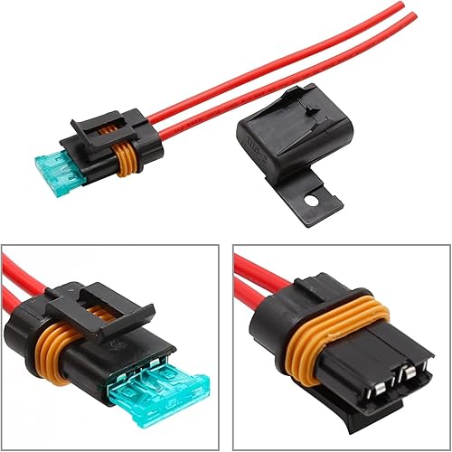 Miniatura 6 de Portafusibles en línea de alambre de 12 AWG, portafusibles ATOATC estilo hoja con cubierta impermeable, kit de fusibles de hoja de 30 amperios para