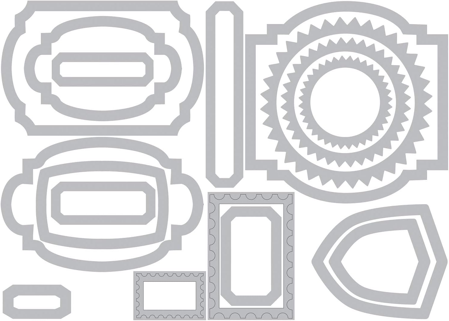 Sizzix, Multi Thinlits Die Set , Labels by Tim Holtz, 17 Pack, Color, One Size