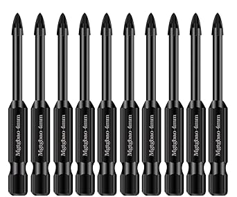 10PC 4mm Masonry Drill Bits, 5/32 Concrete Drill Bit Set for Tile,Brick, Plastic and Wood,Tungsten Carbide Tip Best for Wall Mirror and Ceramic Tile.
