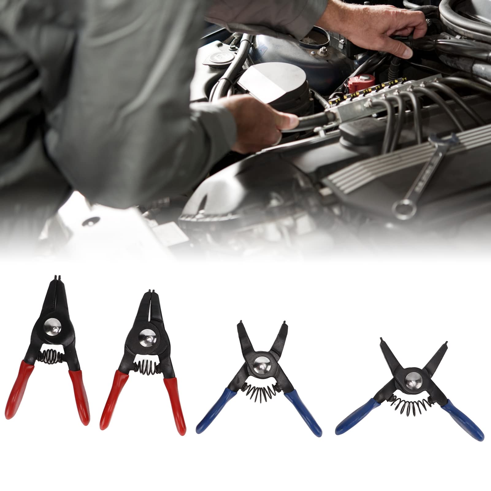 Mini Snap Ring Plier Set, Small Circlip Pliers Practical Spring Loaded Universal Sturdy Metal for Internal External Circlips - Image 3