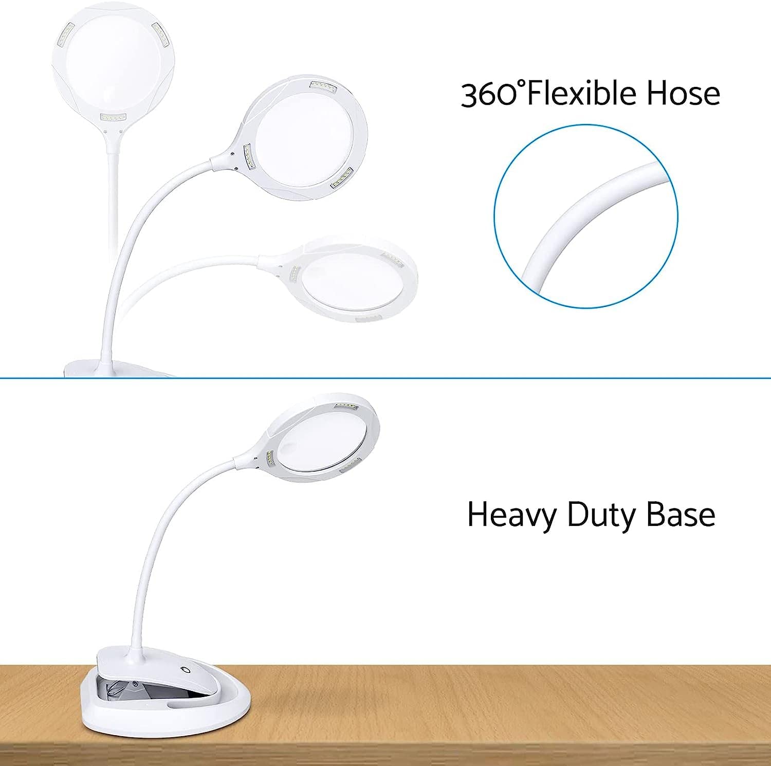 Lupa, Lampa Powiększająca 2 W 1, Lampa Biurkowa Ze Stojakiem I Zaciskiem, 5X 10X, Dioda Led Zasilana Przez Usb, Z 3 Regulowanymi Ustawieniami Światła Do Czytania, Hobby, Rzemiosła, Podwójnego Stołu W