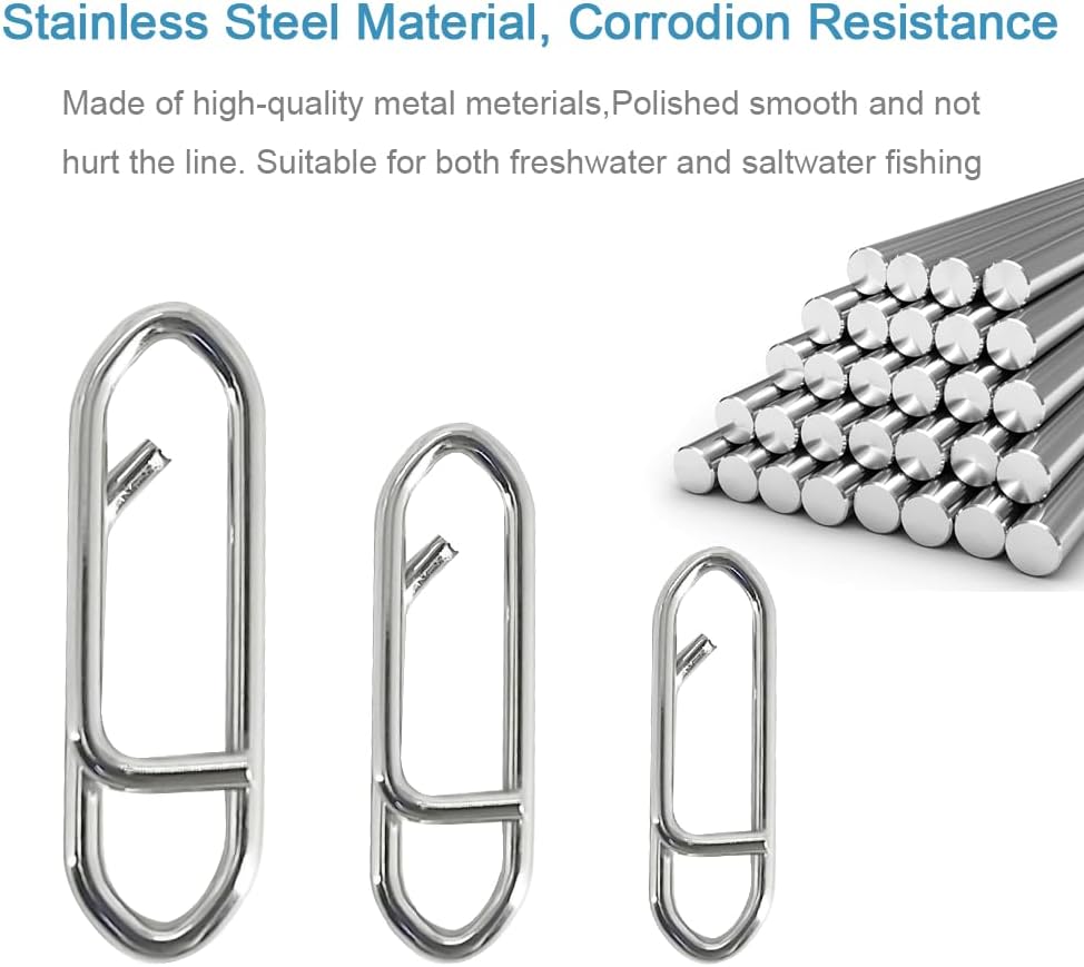 200Pcs Fishing Power Speed Clips, Upgraded Stainless Steel Quick Change Fishing Lure Swivels Snap Clips, Freshwater Saltwater Snap Connector Tackle #S #M #L - Image 5