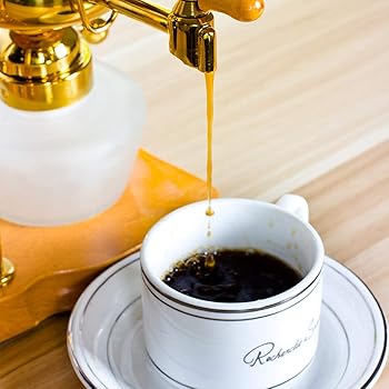 Belgian Belgium Royal Family Balance - Cafetera sifón sifón con mango en T, color dorado, 1 juego6