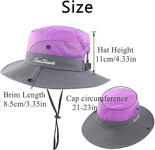 Miniatura 4 de KALUO Sombrero plegable para el sol de la tribu al aire libre, sombrero de sol de ala ancha con protección UV para mujer, sombrero de malla plegable