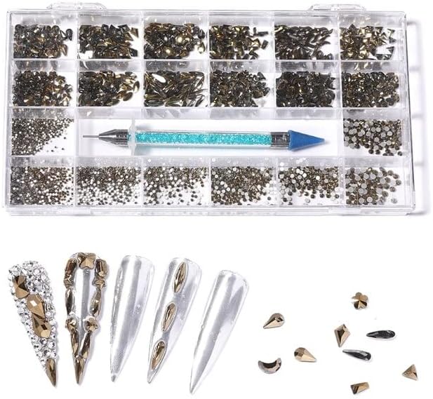 21 Grids Nail Art DIY Accessories Suit Shiny Jewels Rhinestones in a Storage Box - (Color: Style 3)