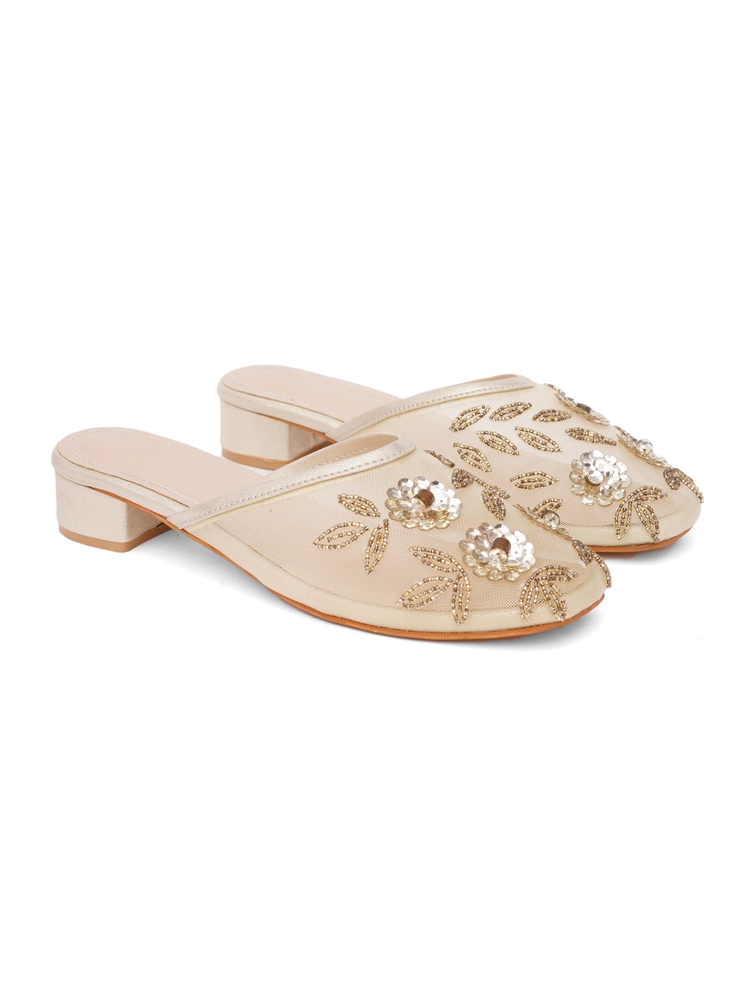 Embellished Block Heel Mules for Women | Elegant Slip-On Dress Sandals | Stylish Comfort Heels for Weddings, Festive Events & Evening Looks-image-47