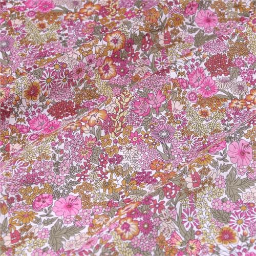 Tissu Liberty coton imprimé 80S haute couture motif floral bleu d'une finesse absolue