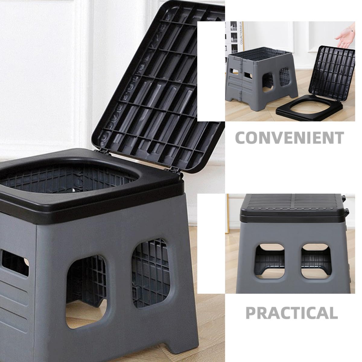 Homoyoyo Inodoro Portátil Plegable para Coche Tapa, Orinal de Viaje Ligero y Duradero, Baño Portátil para Camping y Actividades al Aire Libre, Caja Plegable Práctica y Compacta