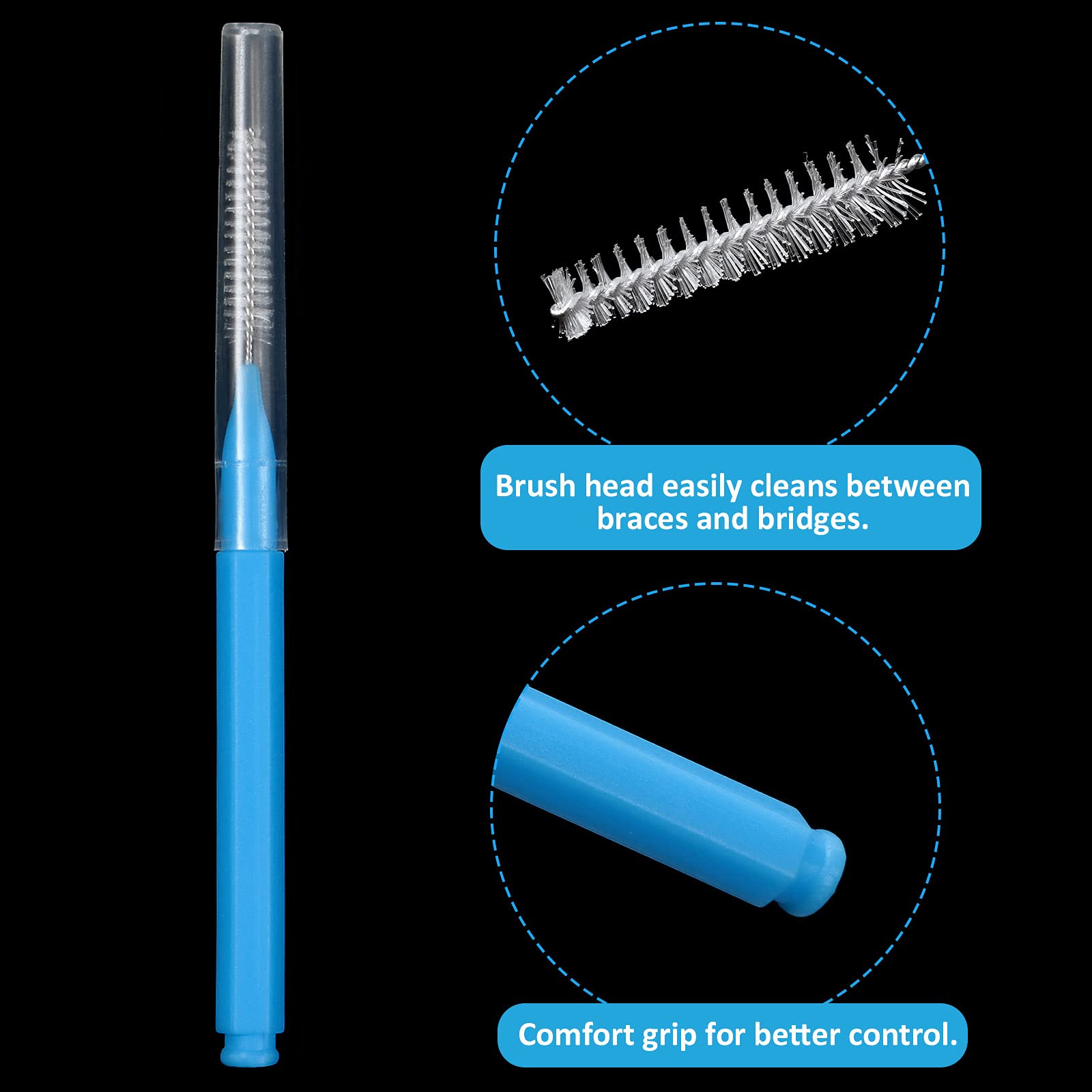 RAYITO 100 Pcs Interdental Brushes, 5 Sizes Soft Dental Brushes With Non-Slip Handle Angled Head Tooth Picks Floss Sticks Dental Floss Brushes For Braces Oral Cleaning Narrow Gaps Between Teeth - View #10