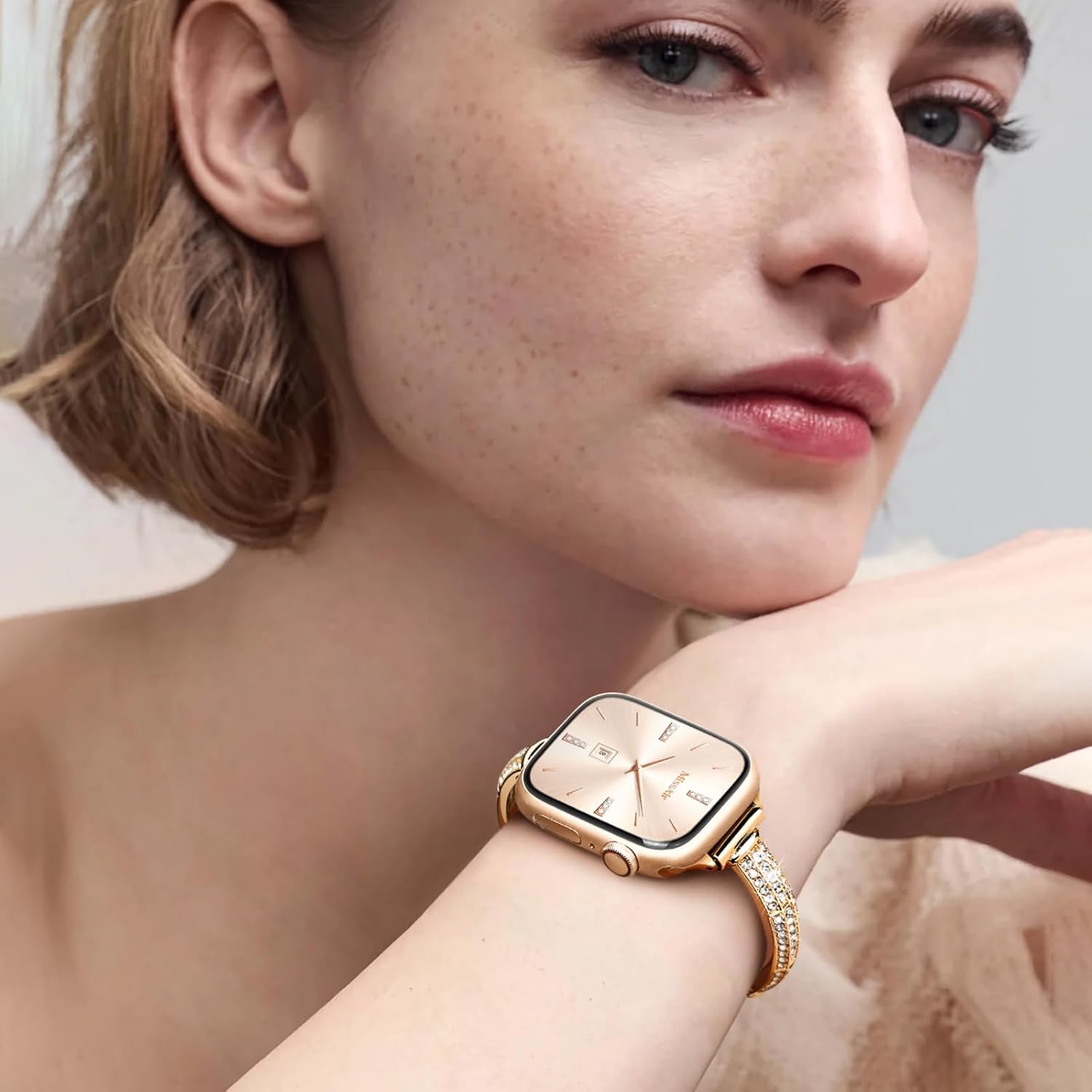 Missair Bands Compatible with Apple Watch Band 38mm 40mm 41mm 42mm 44mm 45mm 46mm 49mm Thin Metal Diamond Bracelet Band with Jewelry Crystal for iWatch Series 10 9 8 7 6 5 4 3 SE Ultra for Women - Image 5