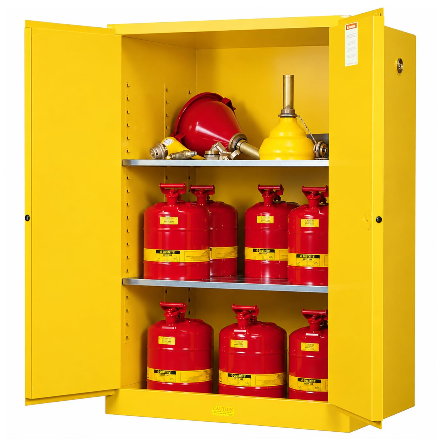 Justrite 90 Gallon Manual Close Flammable Storage Cabinet, 18 Gauge Steel