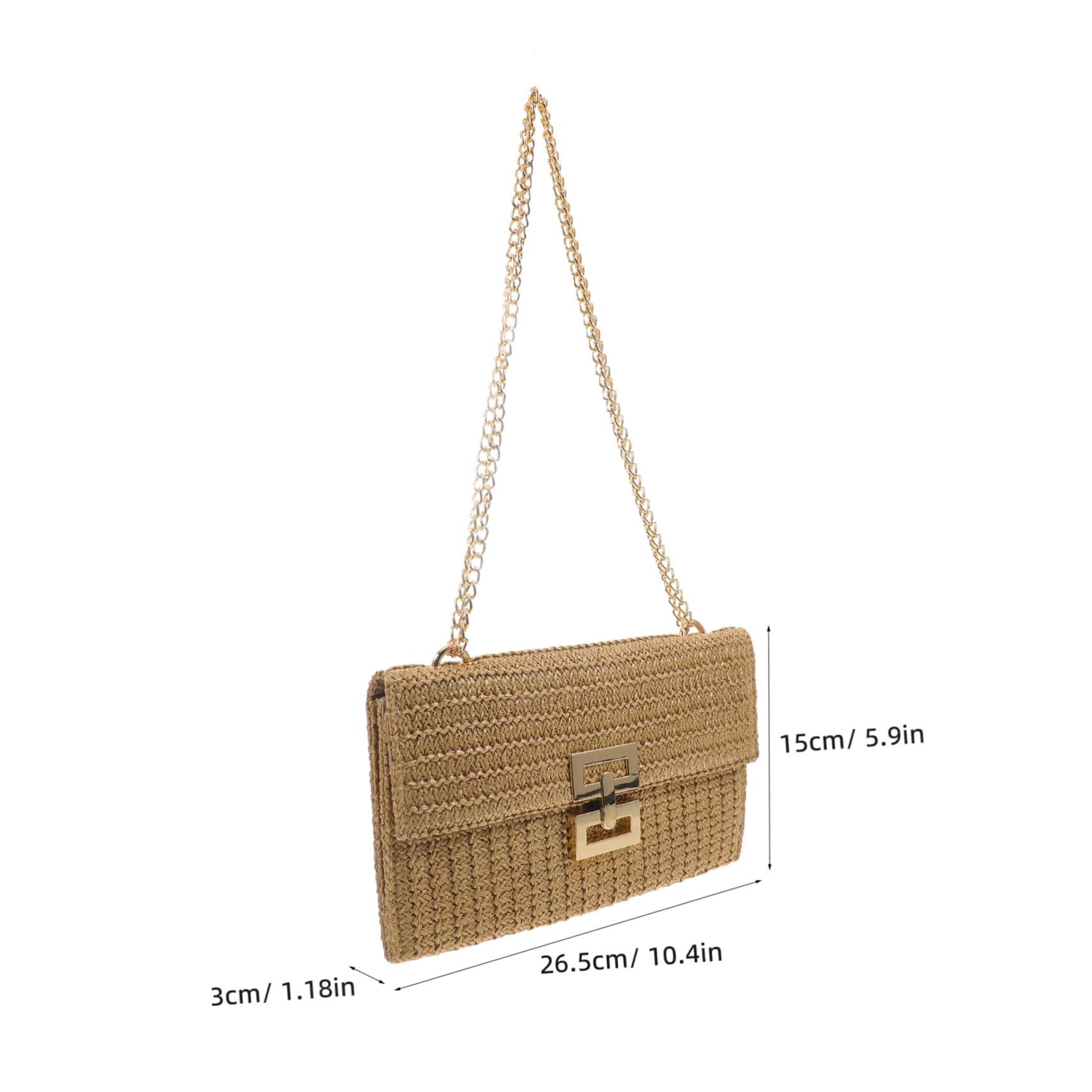 SHERCHPRY Summer Straw Handbag for Women Imitation Straw Clutch Purse Beach Tote Bag Chain Flip Bag