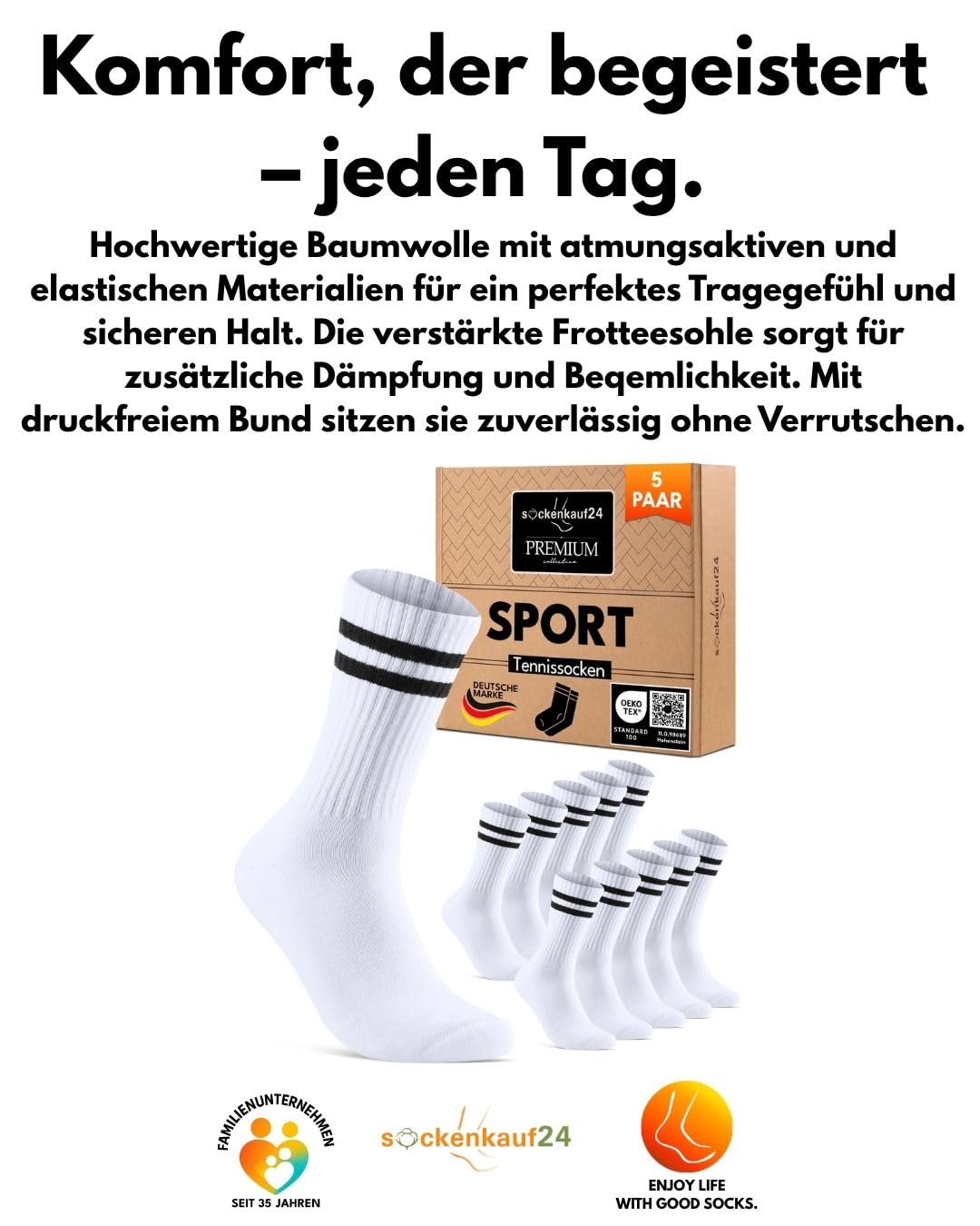 Socken Herren Damen Sportsocken Crew Tennissocken Gepolstert Atmungsaktive Baumwolle 5 Paar Premium Retro-Socken mit Streifen