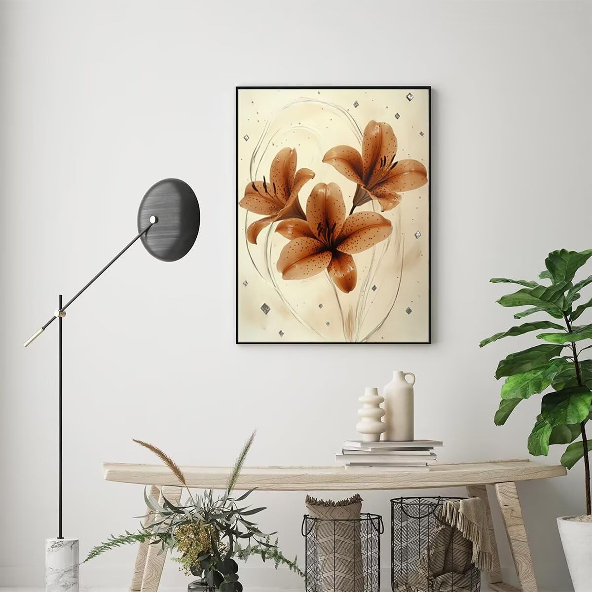 Dipingere con i Numeri Fiore, Paint by Numbers Adulti Pianta, Fai da te Creativi Adulti Quadri da Dipingere Numerati Kit per Decorazione Della Parete di Casa, Regalo 70x95 cm Senza Cornice 5U-1